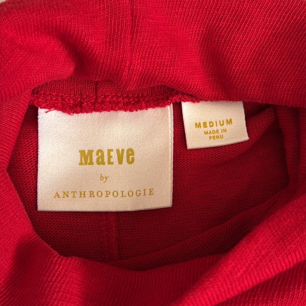 Maeve by Anthropologie | Mariah Gathered Turtleneck Lightweight Sweater Red (M) - Picture 9 of 16